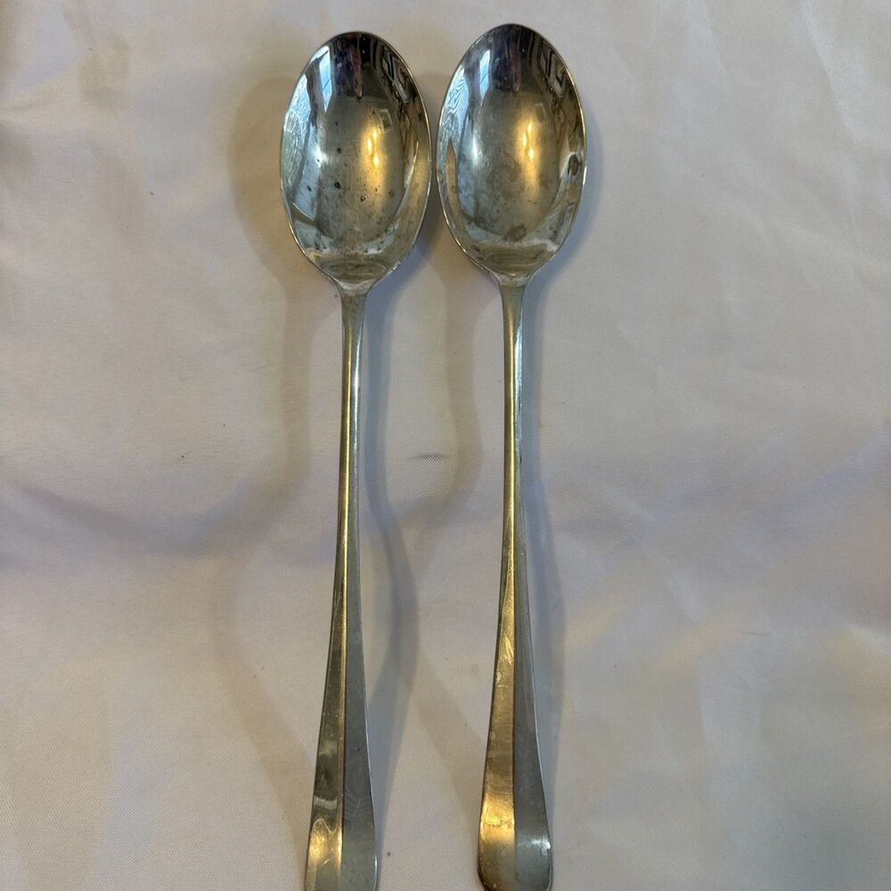 Silver Plated Serving Spoons Set of 2 Vintage Flatware